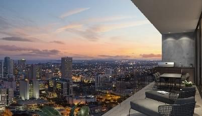 Two matching glass highrises