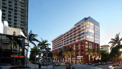 Condo building with palm trees