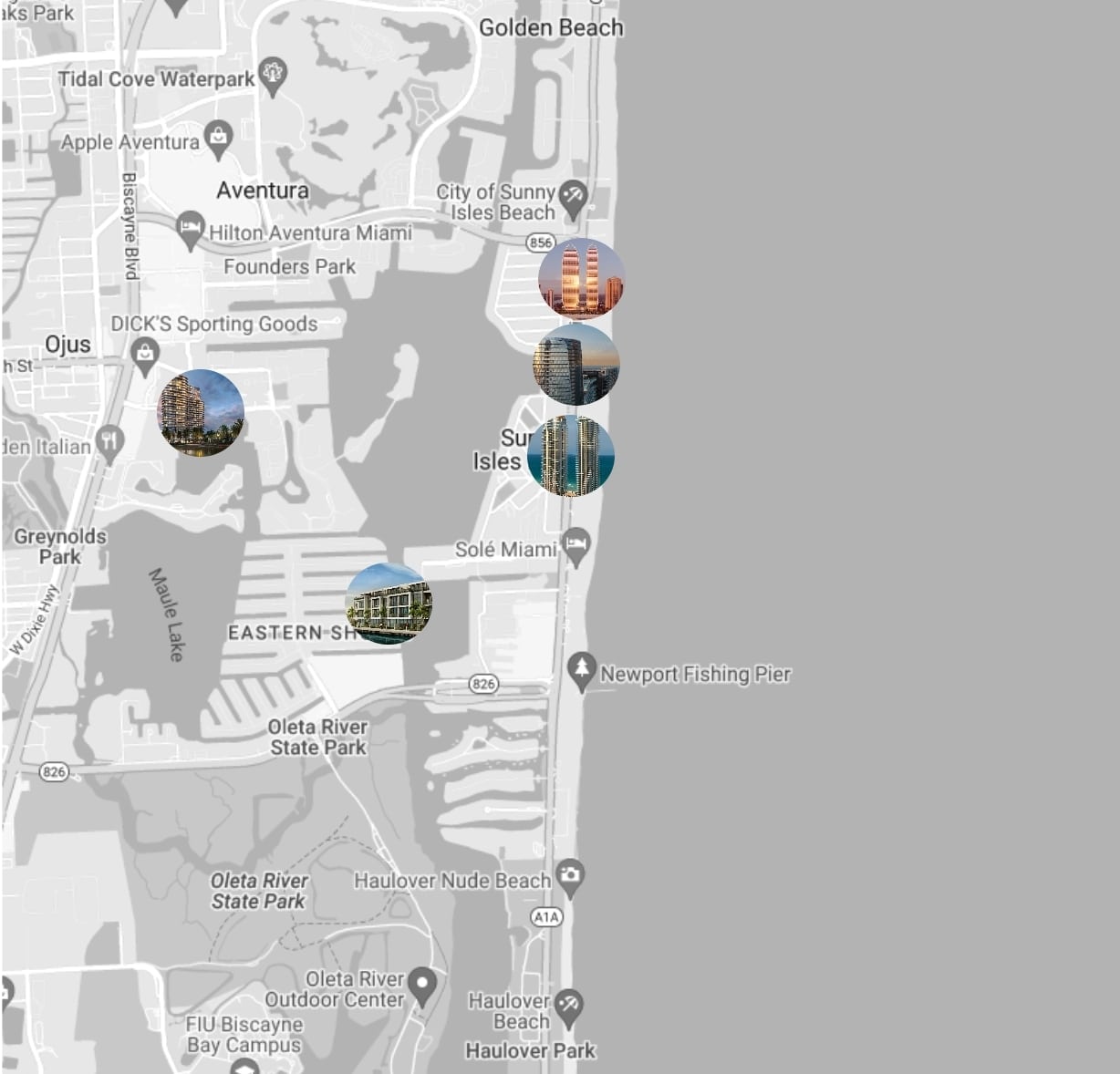 Grayscale map of North Miami