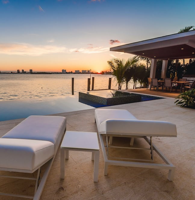 Deck chairs overlooking the water