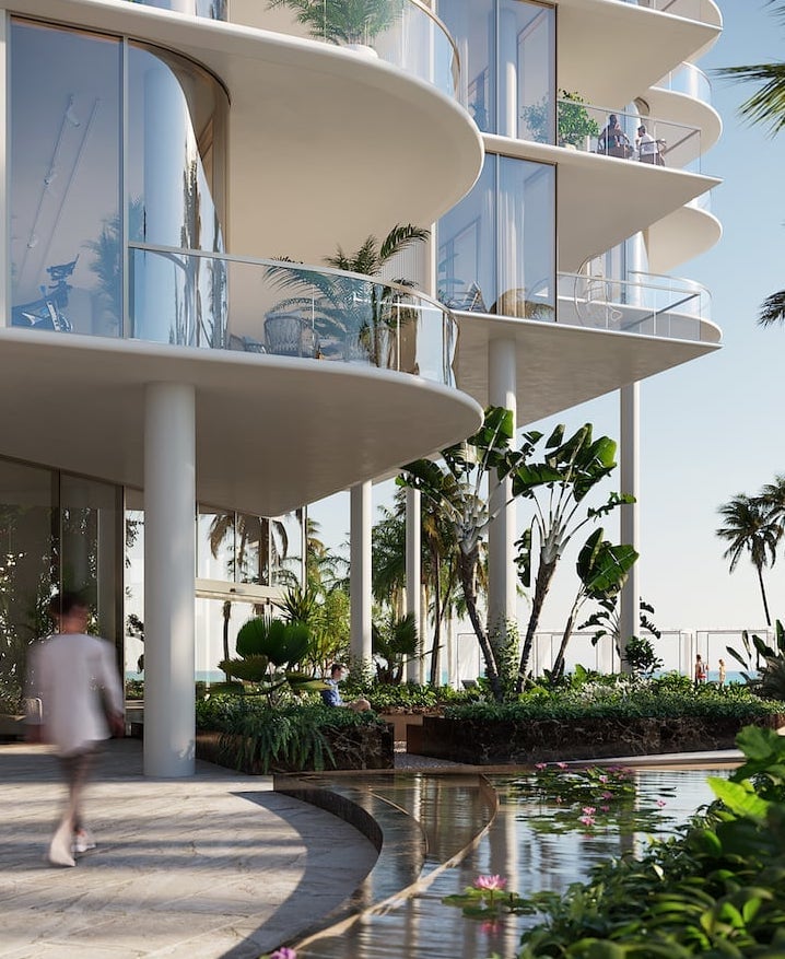 Balconies overlooking pool